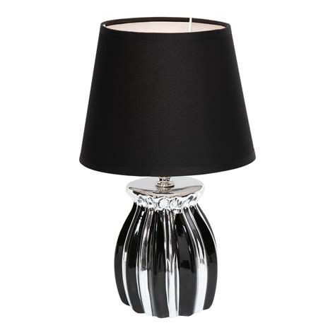 Lampka Nocna Glamour Czarno Srebrna Ceramiczna Podstawa Agata