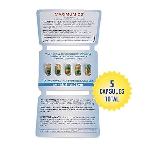 Maximum D3 13000 Iu 5 Capsules Total 5 Week Supply