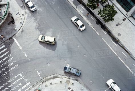 Aerial view of cars on street - Stock Photo - Dissolve