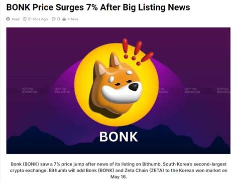 BONK Price Surges 7 After Big Listing News Get Instant 100 Cryptos