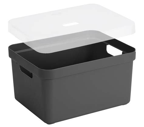 Boite De Rangement Avec Couvercle Transparent Sigma Home Box L Gris