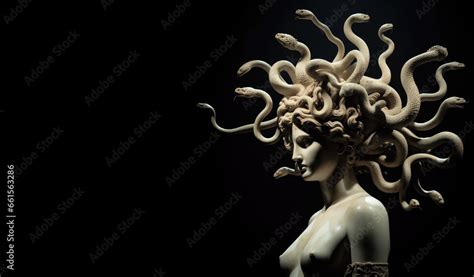 Medusa's Winged Throne Art. stone statue. Sake, serpent, crown head ...