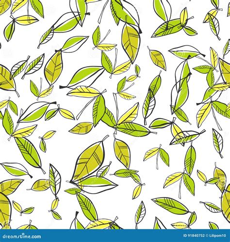 Seamless Pattern Of Leaves Natural Background Vector Illustration