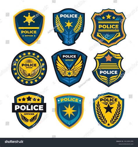 Set Police Law Enforcement Badges Emblem Stock Vector Royalty Free