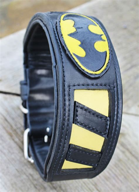 Batman Yellow Version Batman Dog Large Dog Collars Leather Dog Collars