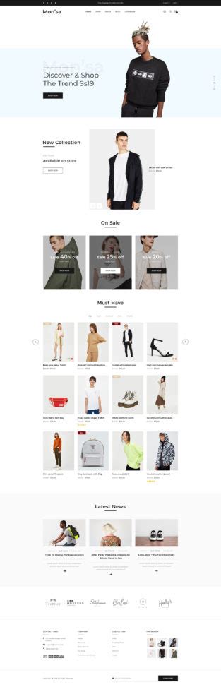 Free Fashion Ecommerce Website Template | Mon’sa - Xd File