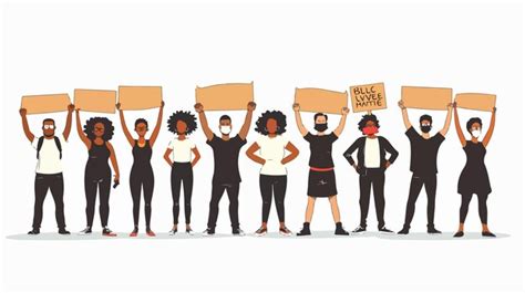 Empowering Black Lives Matter Protest Cartoon Vector Illustration ...