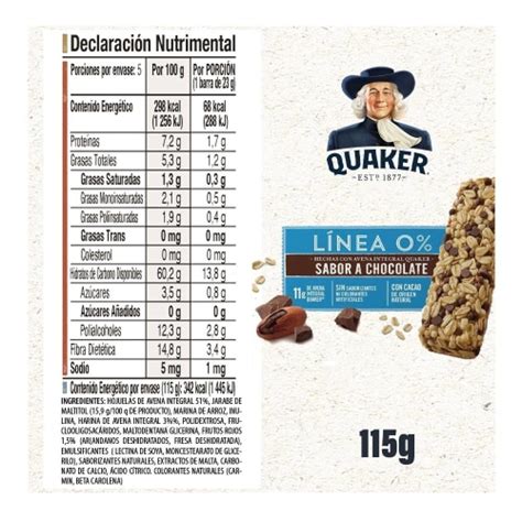 Barras de avena Quaker Línea 0 sabor chocolate 115 g Bodega Aurrera