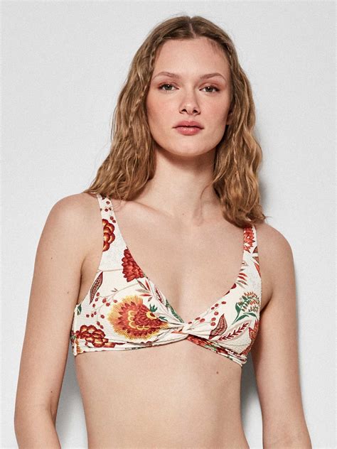 Top De Bikini Triangular Estampado Flores Gisela