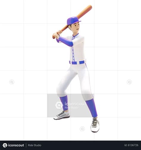 Baseball Player swinging bat 3D Illustration download in PNG, OBJ or ...