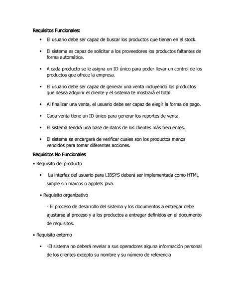 Proyecto Requisitos Funcionales Y No Funcionales Requisitos