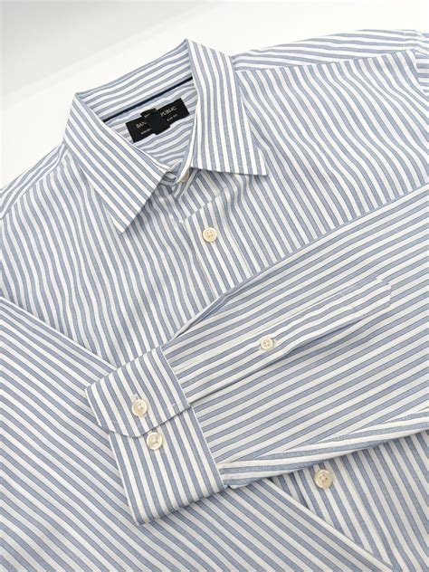 🇺🇸 Banana Republic Non Iron Tailored Slim Fit Shirt 15 5x34 Blue Stripe Ebay