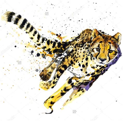 Gorgeous running watercolor cheetah with a lot of spots tattoo design ...