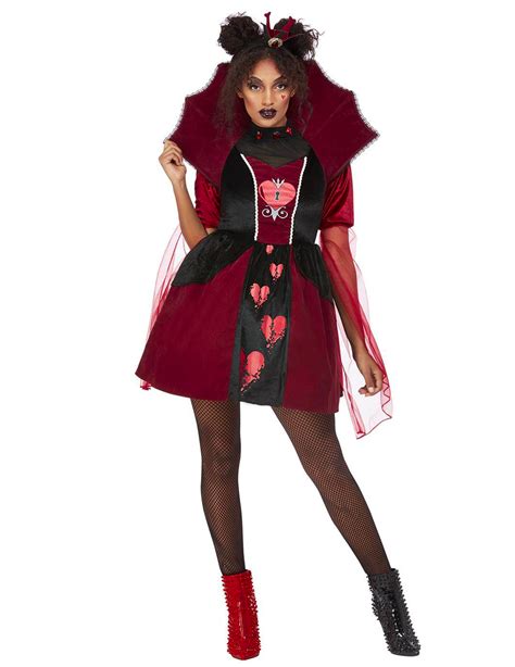 Sexy Herzk Nigin Kost M F R Damen Halloween Verkleidung Schwarz Rot