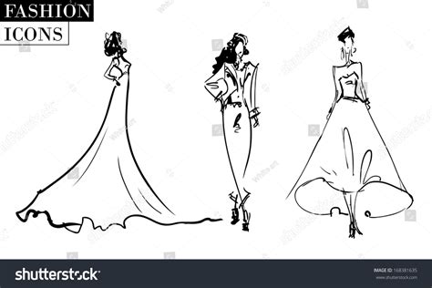 Set Wedding Fashion Sketches Stock Vector (Royalty Free) 168381635 ...