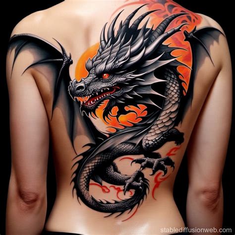 Back Dragon Tattoo Design | Stable Diffusion Online