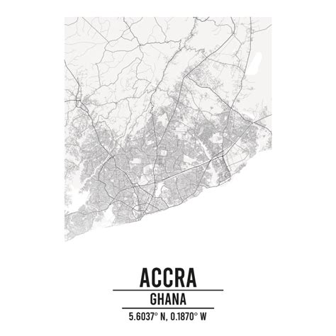 Accra, Ghana A3 Map Print - Retro Progression