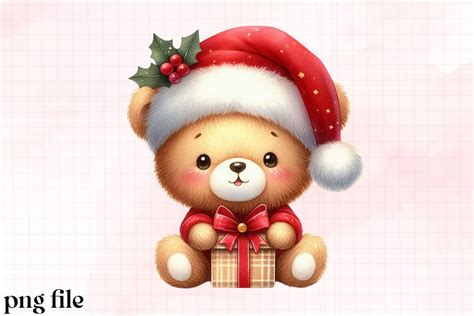 Christmas Teddy Bear Clipart Png Graphic By Ak Graphics · Creative Fabrica