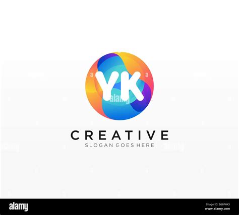 YK Initial Logo With Colorful Circle Template Stock Vector Image Art