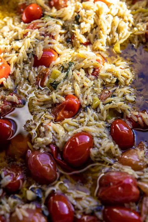 Easiest One Pan Caprese Pesto Orzo Bake Half Baked Harvest