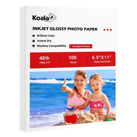 Koala Glossy Photo Paper 8 5X11 48lb 10Mil 100 Sheets 180gsm