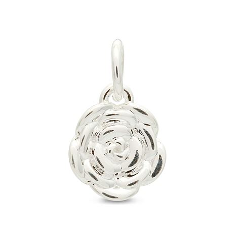 Rose Flower Personalised Silver Charm - Floral Jewellery - Scarlett