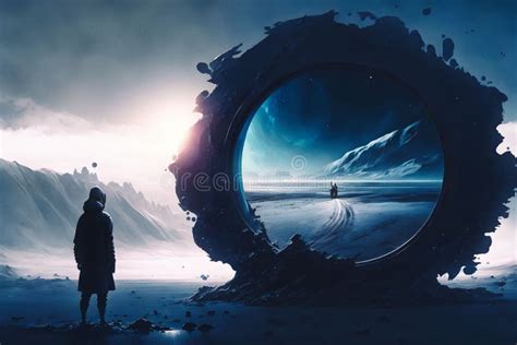 Sci-fi-themed Illustration of a Person Travelling through the Time ...