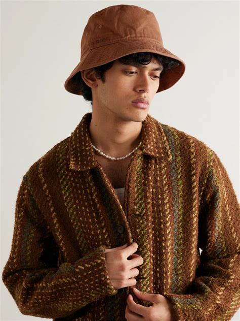 Acne Studios Brimmo Logo Embroidered Cotton Twill Bucket Hat Brown