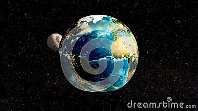 Moon Rotation Around the Earth Globe, Animation. 3D Rendering Stock ...