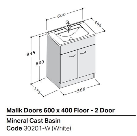 Stmichel Self Designed Floor Vanity 600mm 2 Door White Como