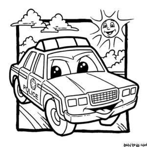 Cartoon Police Car Coloring Page | Coloring Police Cars