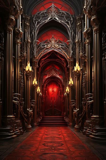 Premium Photo | Gothic style hallway interior in a castle