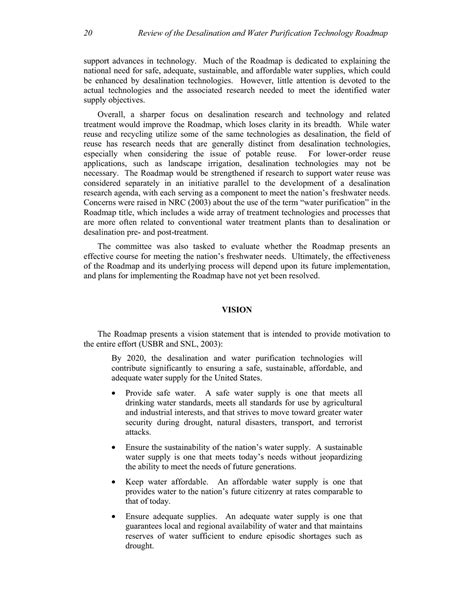 2 Overall Assessment Of The Roadmap Review Of The Desalination And