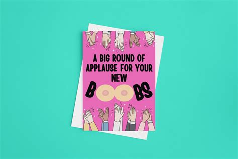Funny New Boobs Card Congratulations On Your New Boobs Boob Job Card Fun Surgery Card Great