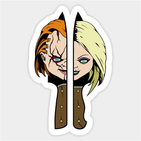 Chucky And Tiffany Knives Childs Play Sticker Teepublic