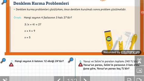 7 sınıf Denklem Kurma Problemleri YouTube