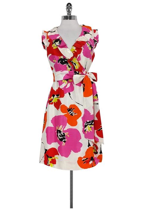 Kate Spade Floral Wrap Dress W Ruffle Sz 4 Short Dresses Casual