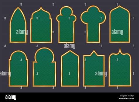 Ramadan Window Frame Shapes Islamic Golden Arches Muslim Mosque