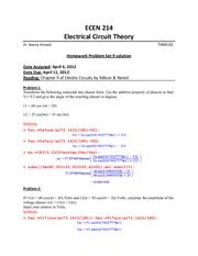 Ecen Hw Solutions Ecen Electrical Circuit Theory Tamuq Dr