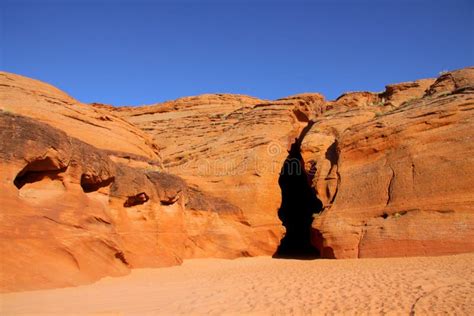 Entrance To The Lower Antelope Canyon In Page Arizona Usa Stock Photo