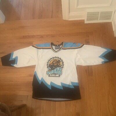 Bauer Cleveland Lumberjacks Hockey Jersey White Size M Euc Vtg Ebay