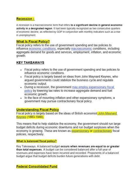 Fiscal Policy | PDF