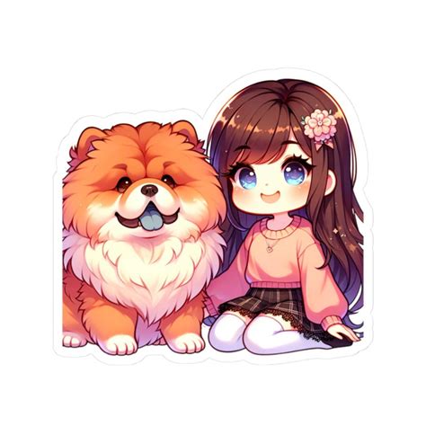 kawaii anime girl puppy dog sticker cute japanese style pet decal
