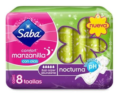 Toallas Femeninas Saba Confort Manzanilla Nocturna Con Alas Mercadolibre