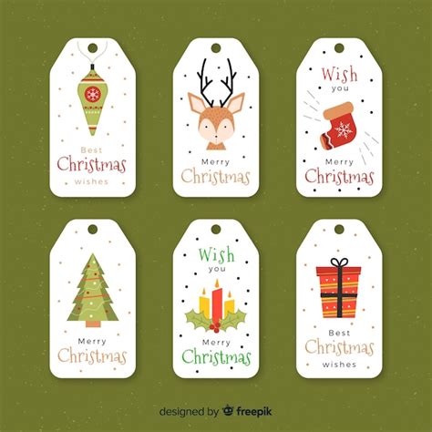 Pack De Etiquetas De Navidad En Estilo Flat Vector Gratis