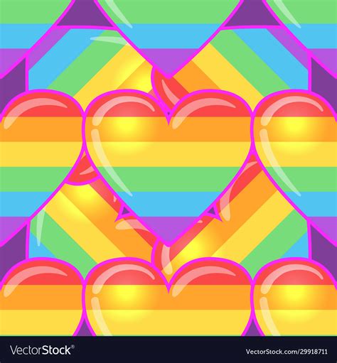 Rainbow Hearts Gay Pride Flag Colored Colored Vector Image