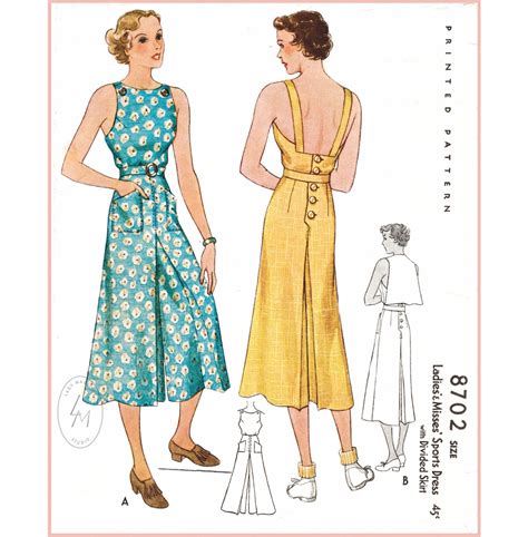 30s 1930s Repro Vintage Women S Sewing Pattern Pinafore Etsy