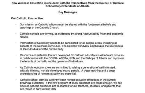Catholic Superintendents Defend Proposed Sex Education Curriculum My Lloydminster Now