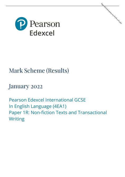 Pearson Edexcel Mark Scheme Results January Pearson Edexcel