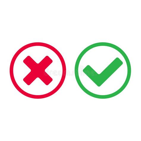 Wrong And Right Icon Check Mark Yes And X Black Color Sign Isolated